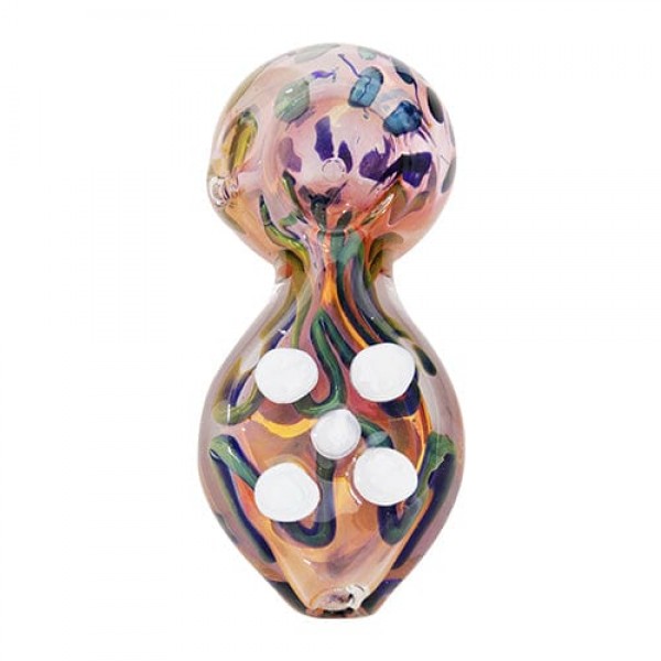 Pink Glass Spoon Pipe w/ Dot Accents